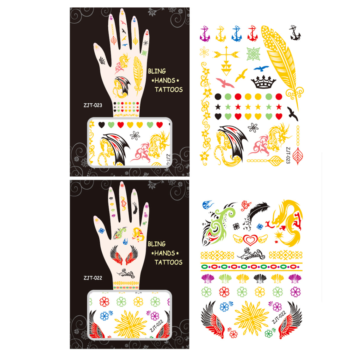 Wrapables Trendy Temporary Metallic Hand Tattoos