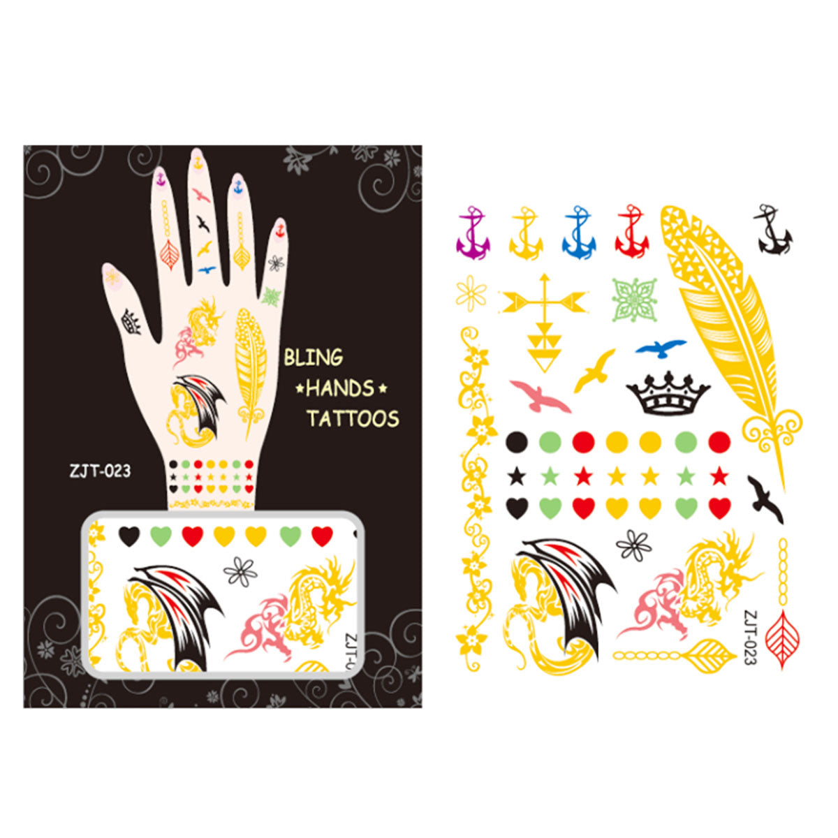 Wrapables Trendy Temporary Metallic Hand Tattoos