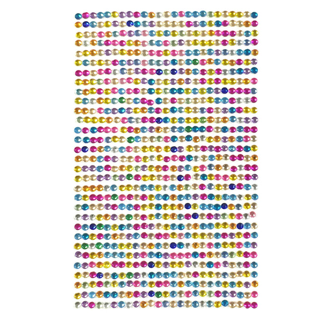 Wrapables 750-Piece Adhesive Rhinestone Crystal Diamond Sticker, 3mm, Multi-Color