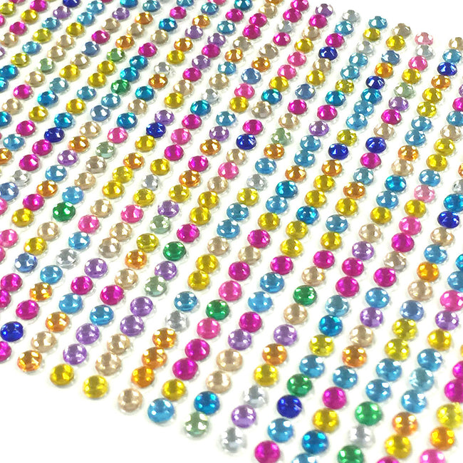 Wrapables 750-Piece Adhesive Rhinestone Crystal Diamond Sticker, 3mm, Multi-Color