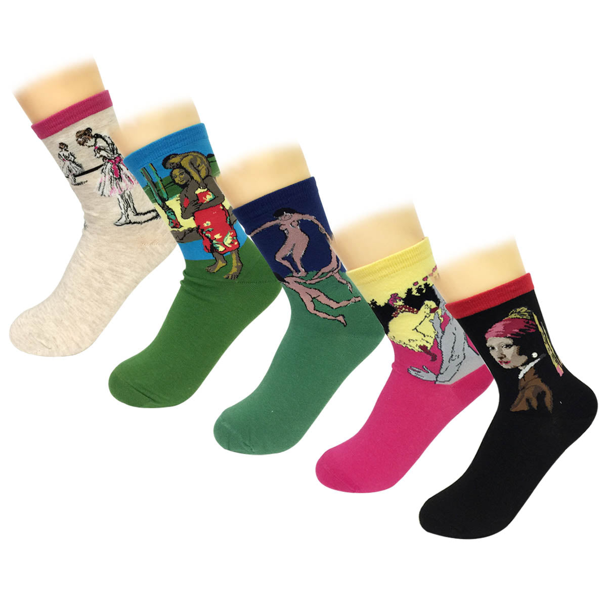 Wrapables Famous Painting Masterpiece Artwork Crew Socks (5 pairs)