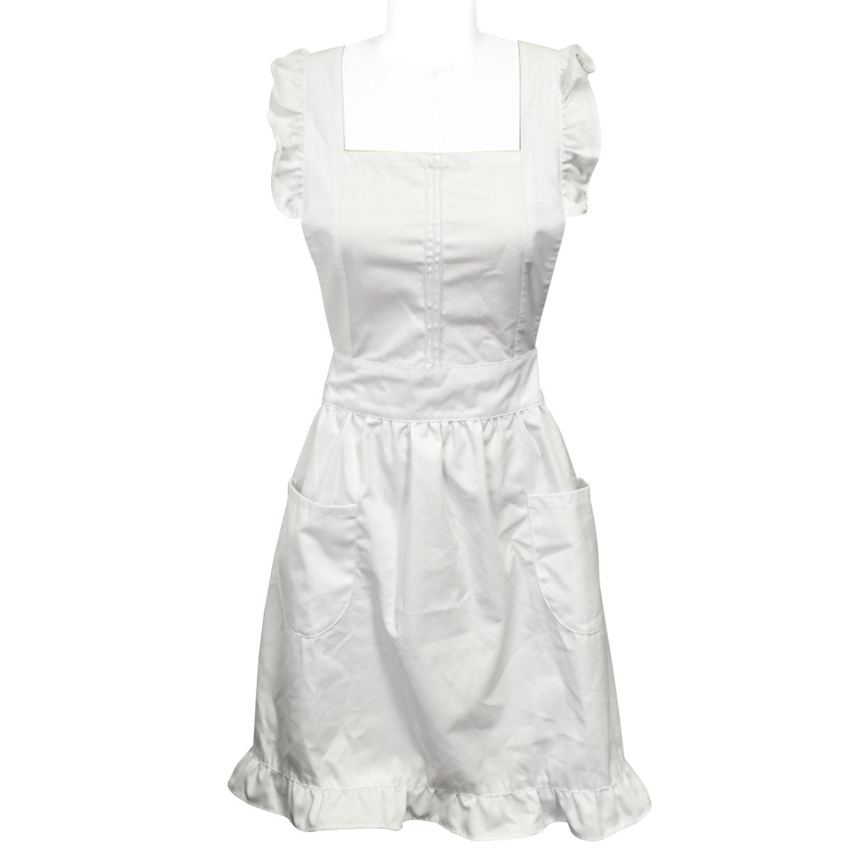 Wrapables Retro White Apron with Pockets for Cooking or Cosplay, Halloween Costume Accessories
