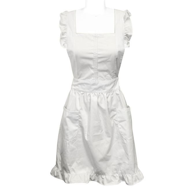 Wrapables Retro White Apron with Pockets for Cooking or Cosplay, Halloween Costume Accessories