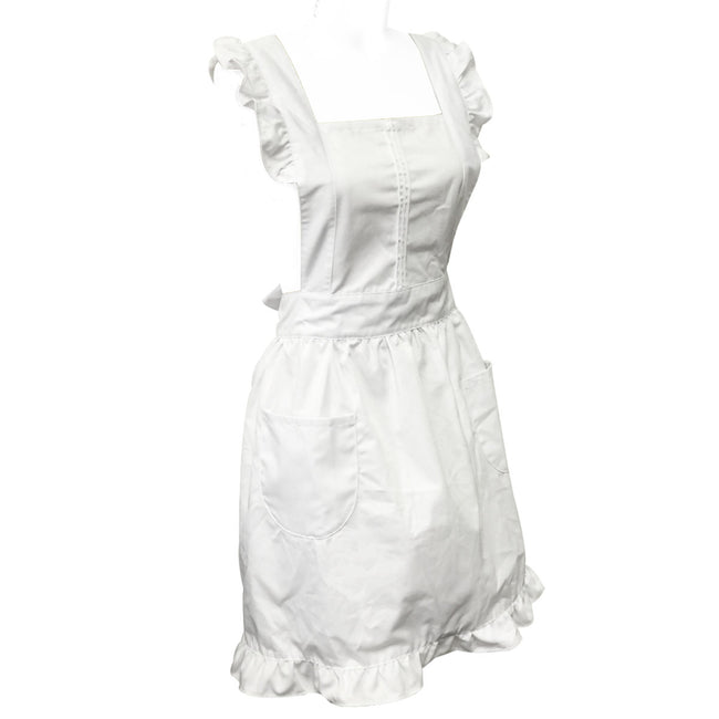 Wrapables Retro White Apron with Pockets for Cooking or Cosplay, Halloween Costume Accessories