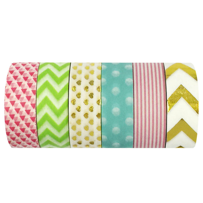 Wrapables Washi Tapes Decorative Masking Tapes, Set of 6