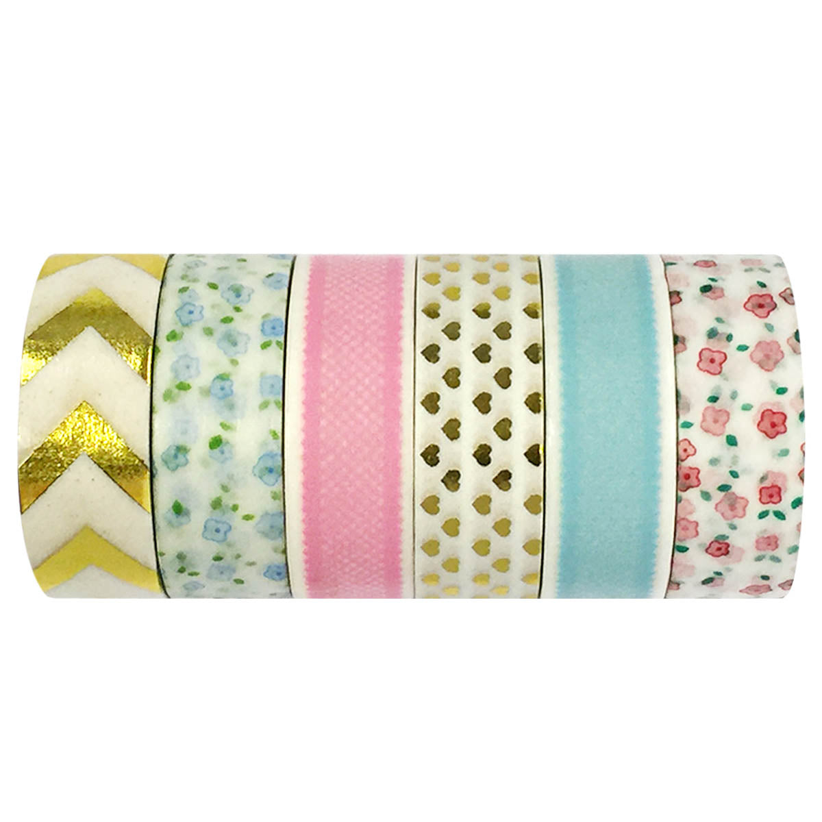 Wrapables Washi Tapes Decorative Masking Tapes, Set of 6