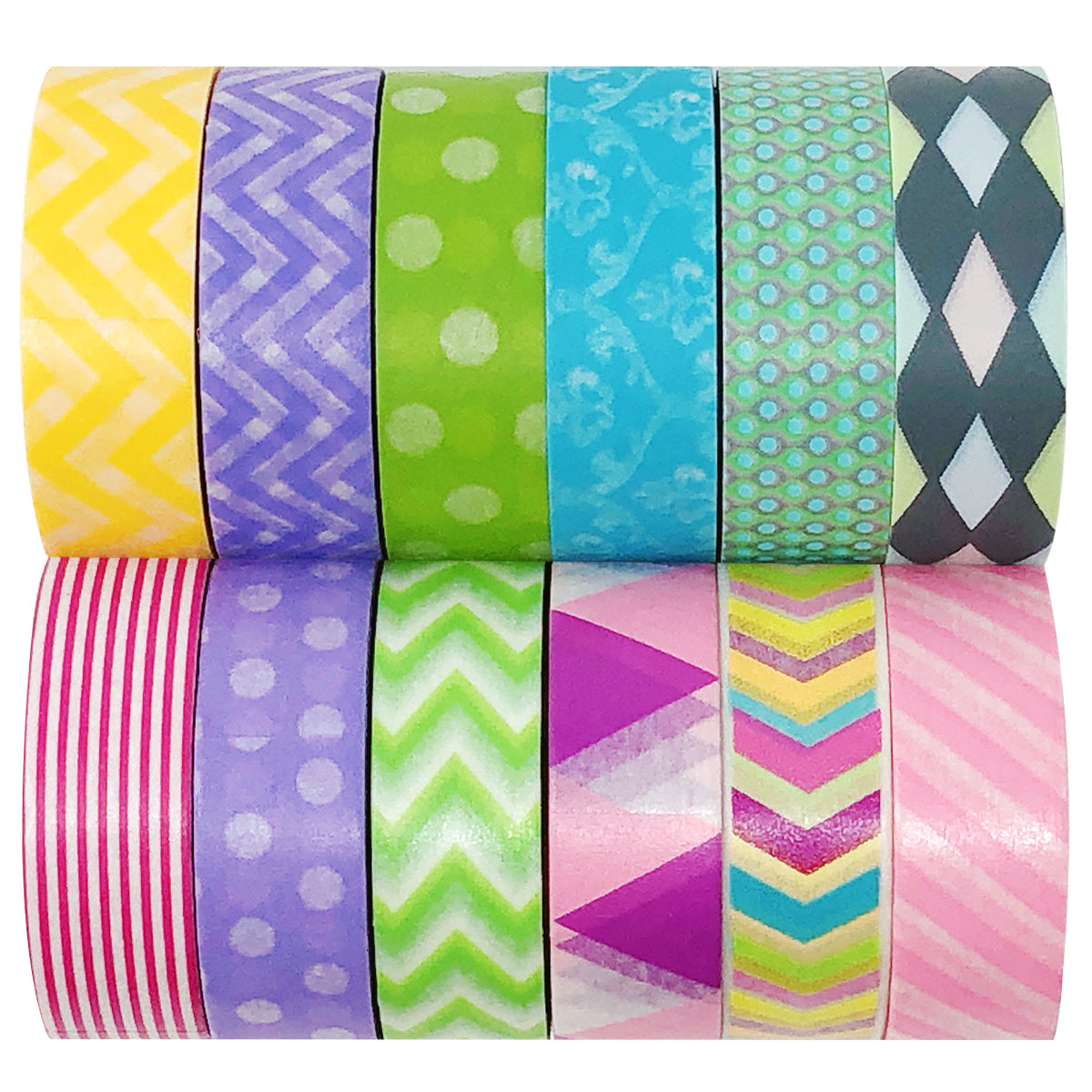 Wrapables Washi Tapes Decorative Masking Tapes, Set of 12
