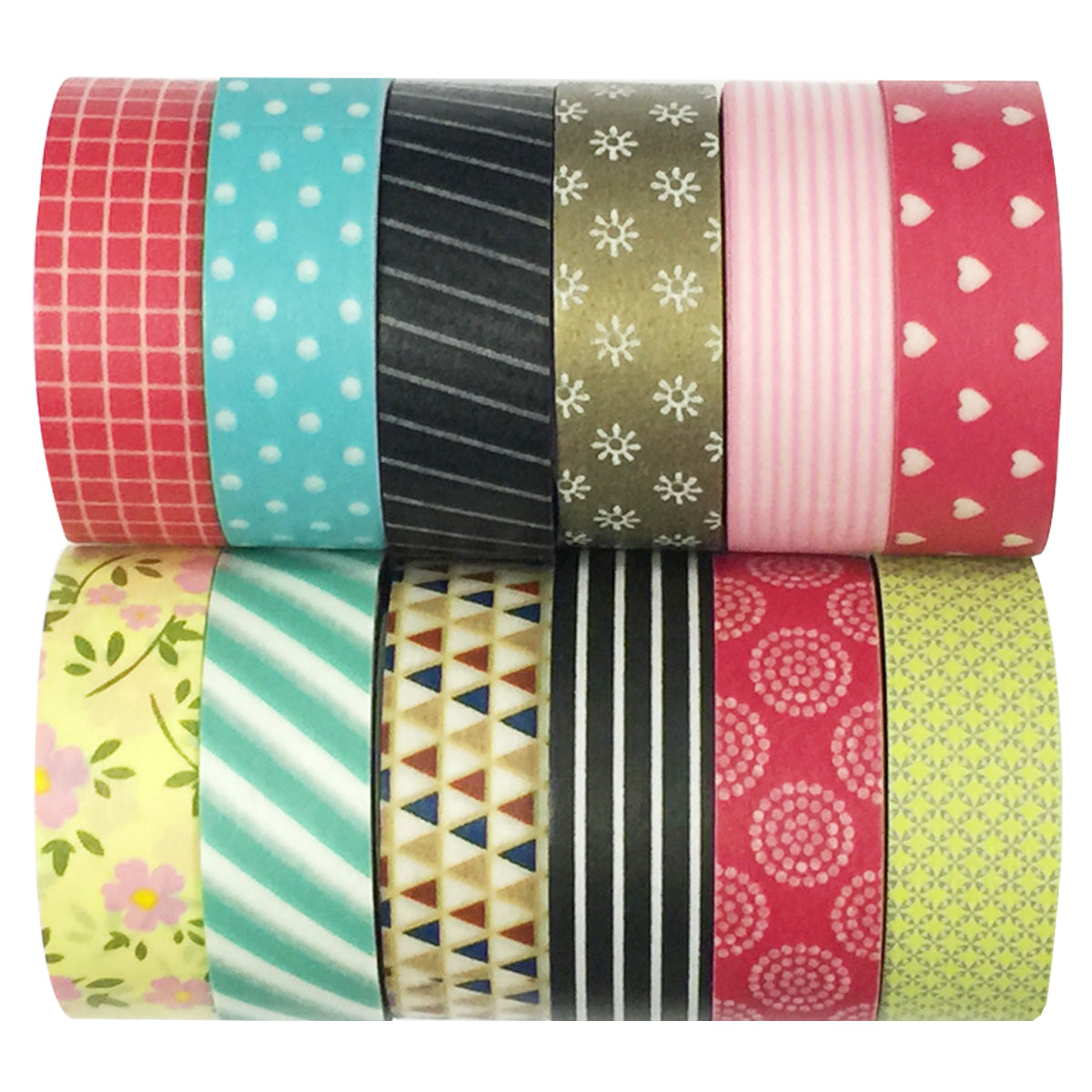 Wrapables Washi Tapes Decorative Masking Tapes, Set of 12