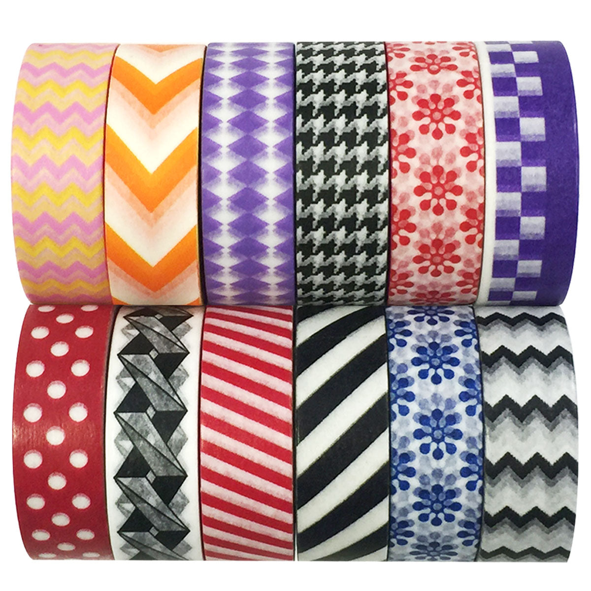 Wrapables Washi Tapes Decorative Masking Tapes, Set of 12