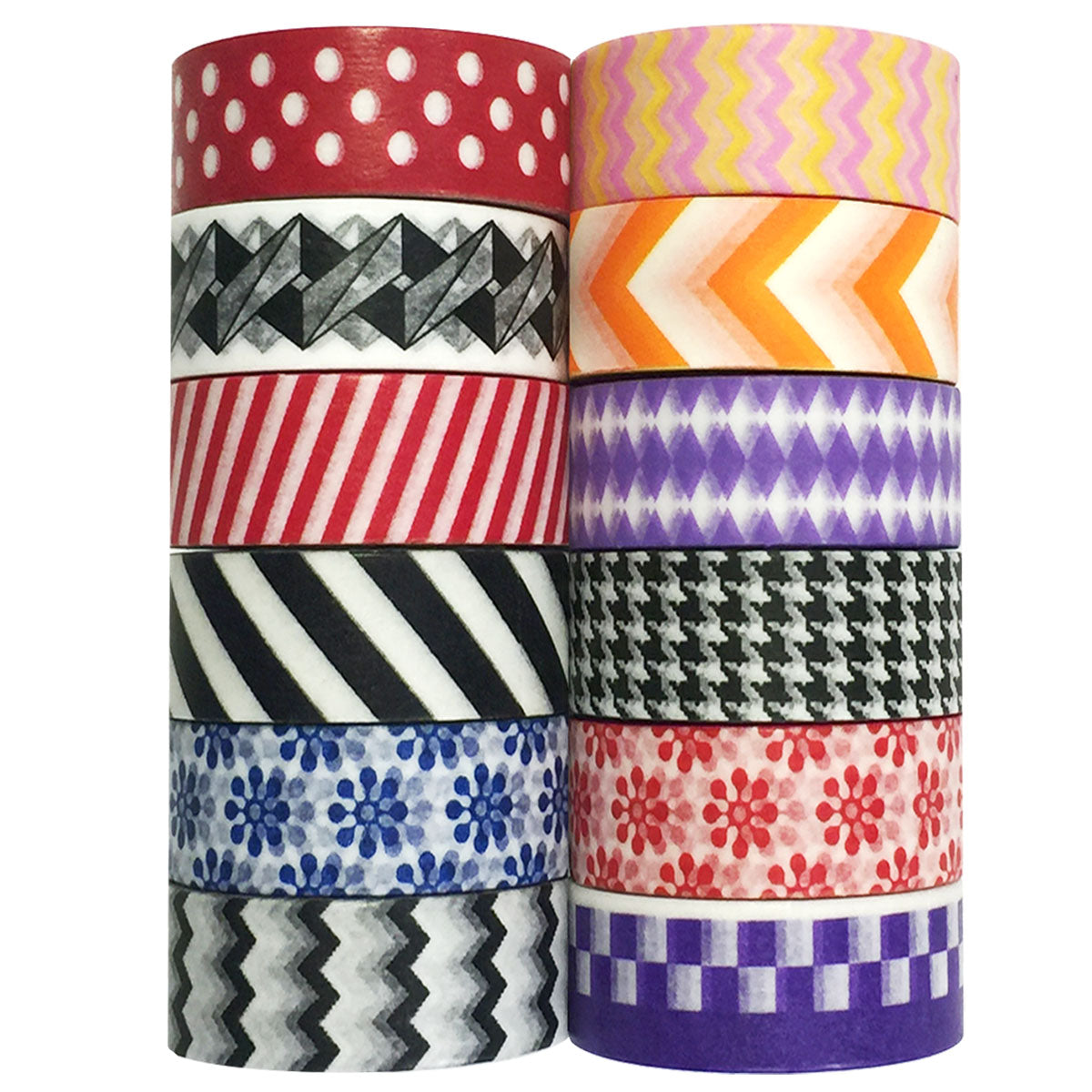 Wrapables Washi Tapes Decorative Masking Tapes, Set of 12