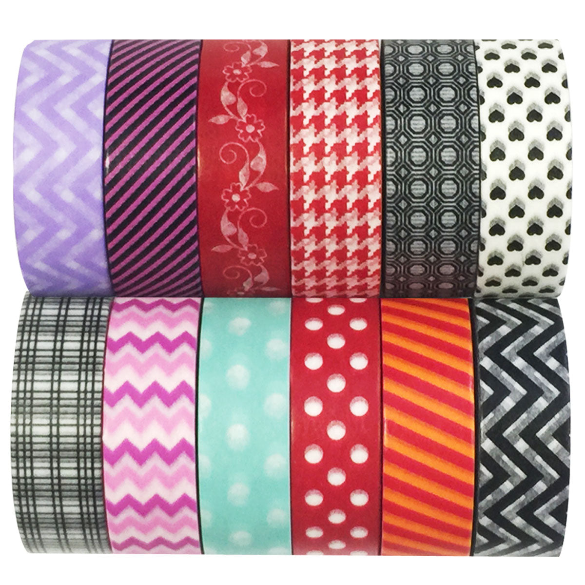 Wrapables Washi Tapes Decorative Masking Tapes, Set of 12
