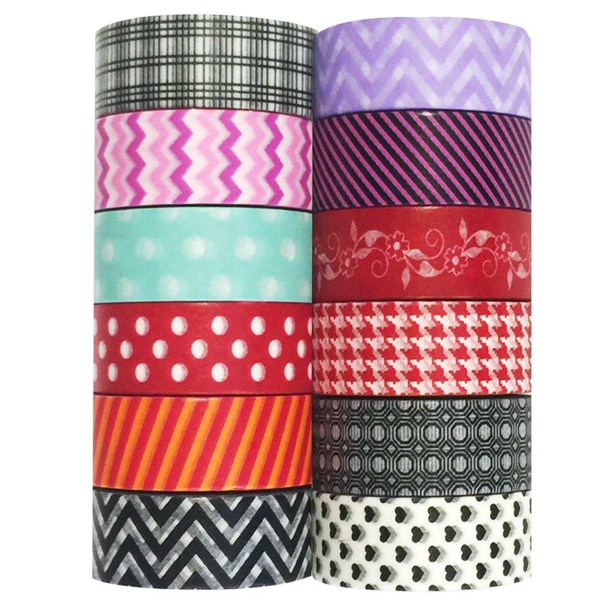 Wrapables Washi Tapes Decorative Masking Tapes, Set of 12