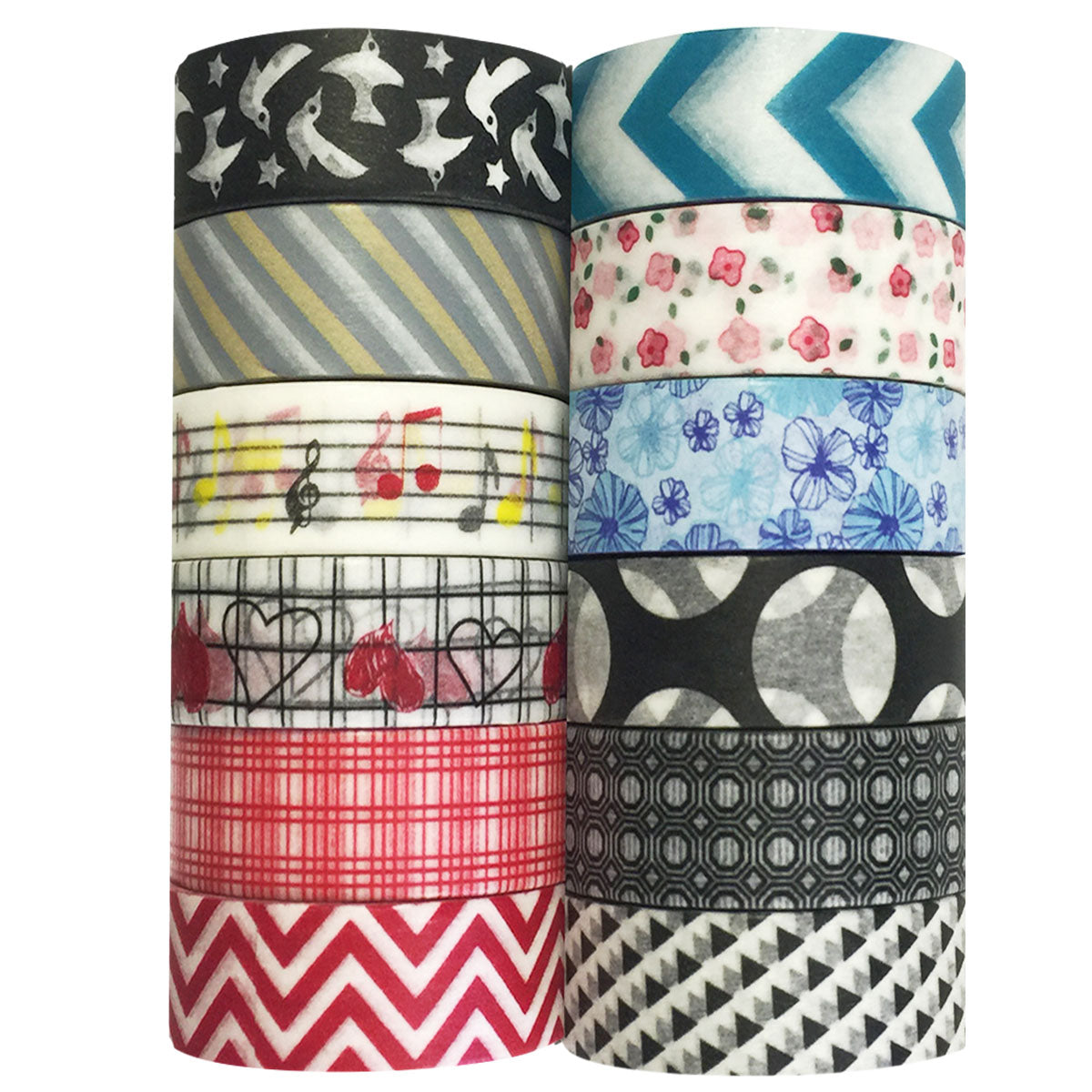 Wrapables Washi Tapes Decorative Masking Tapes, Set of 12