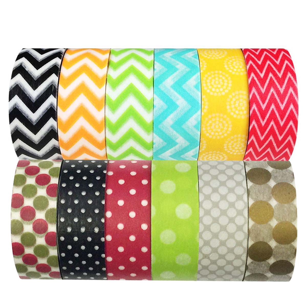 Wrapables Washi Tapes Decorative Masking Tapes, Set of 12