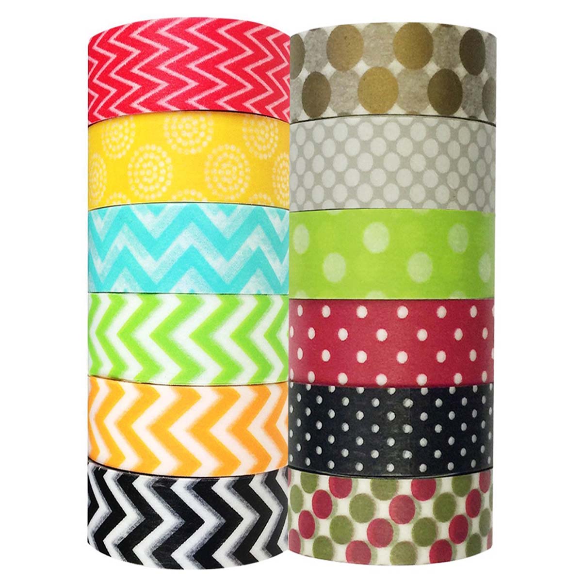Wrapables Washi Tapes Decorative Masking Tapes, Set of 12