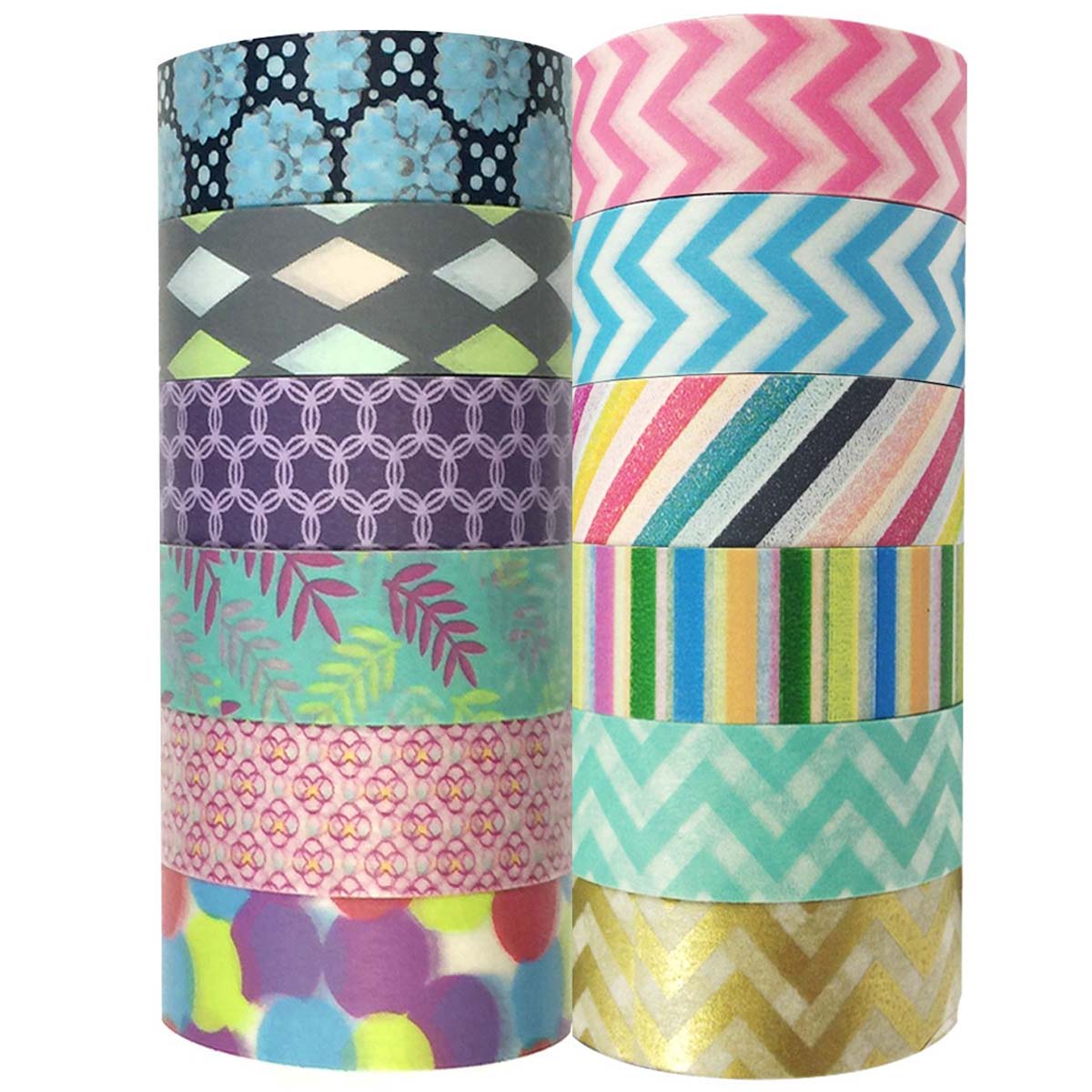 Wrapables Washi Tapes Decorative Masking Tapes, Set of 12