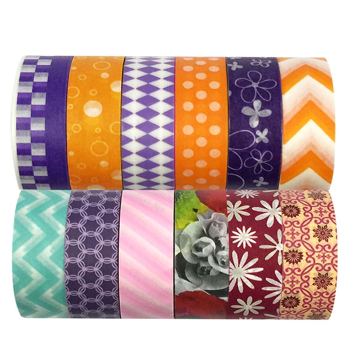 Wrapables Washi Tapes Decorative Masking Tapes, Set of 12