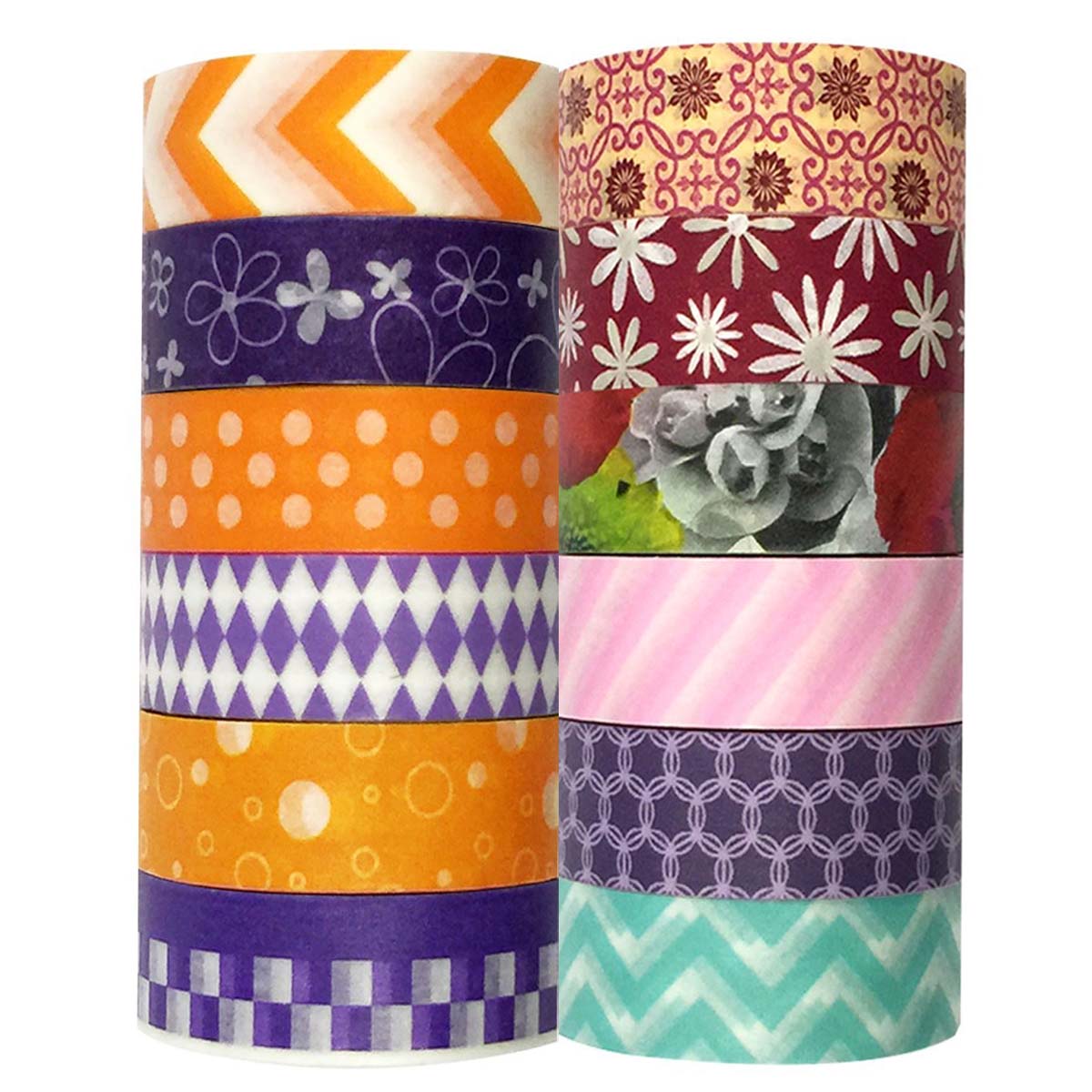 Wrapables Washi Tapes Decorative Masking Tapes, Set of 12
