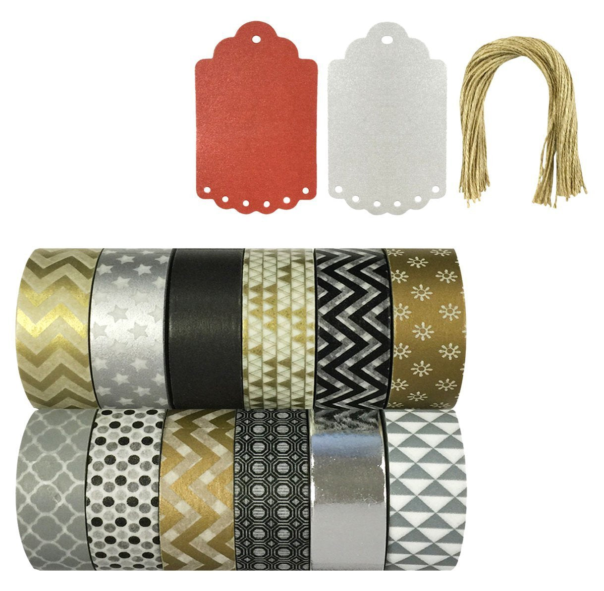 Wrapables Washi Tapes Decorative Masking Tapes, Set of 12