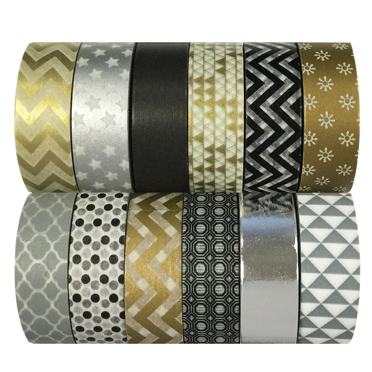 Wrapables Washi Tapes Decorative Masking Tapes, Set of 12