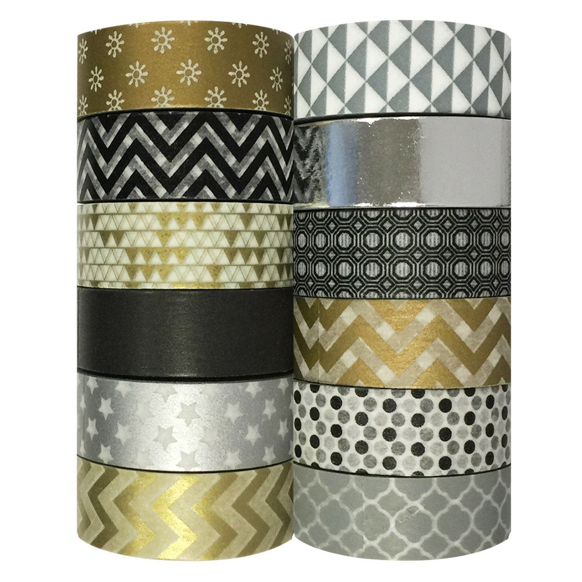 Wrapables Washi Tapes Decorative Masking Tapes, Set of 12