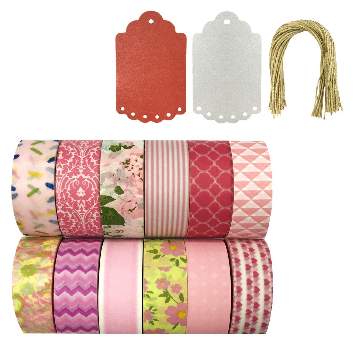 Wrapables Washi Tapes Decorative Masking Tapes, Set of 12