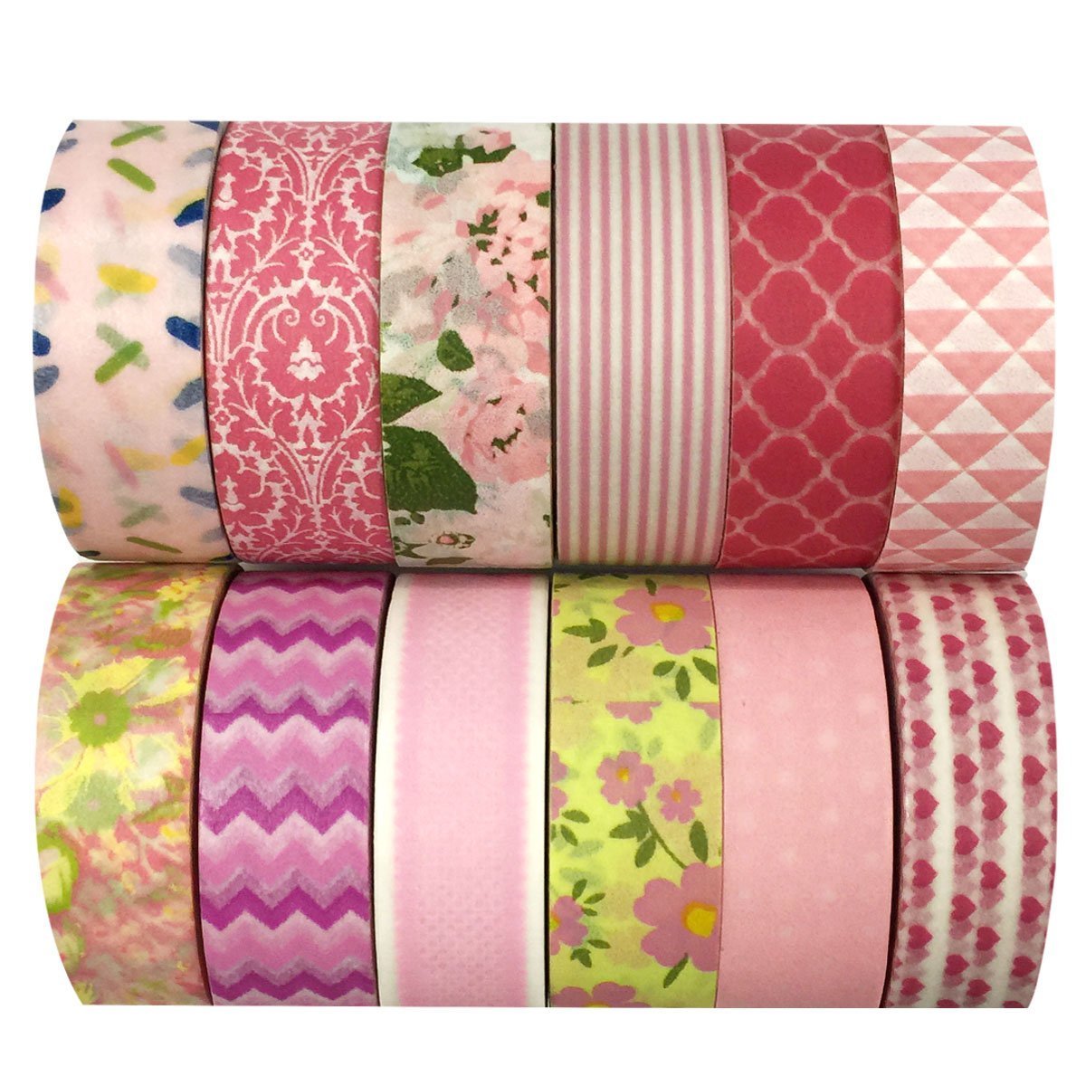Wrapables Washi Tapes Decorative Masking Tapes, Set of 12