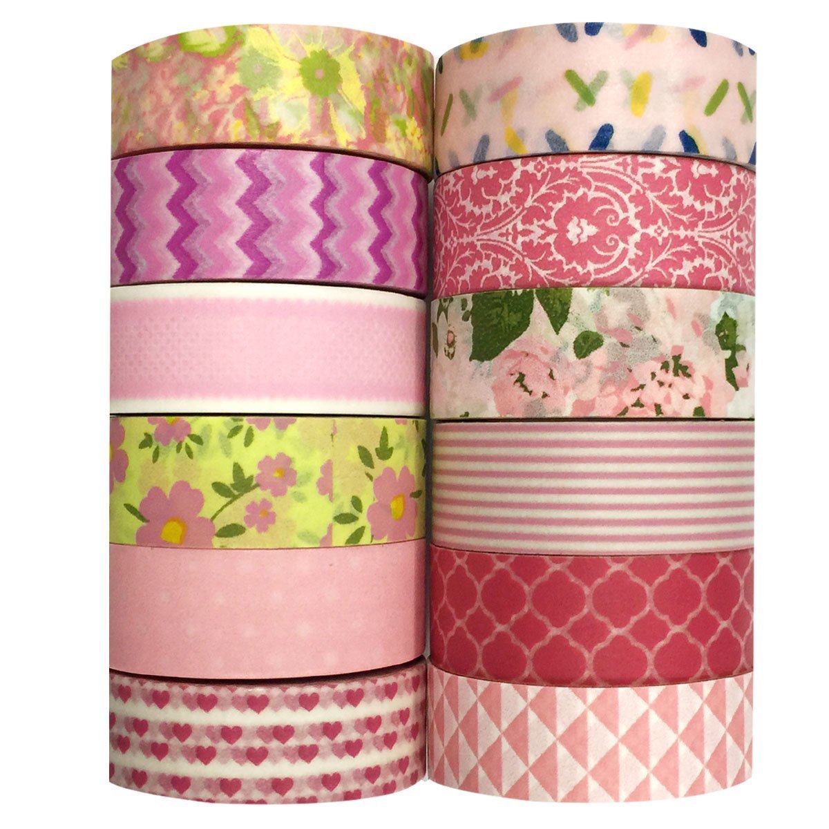 Wrapables Washi Tapes Decorative Masking Tapes, Set of 12