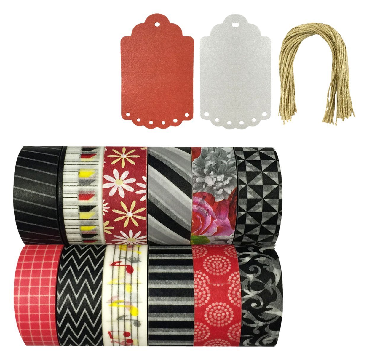 Wrapables Washi Tapes Decorative Masking Tapes, Set of 12