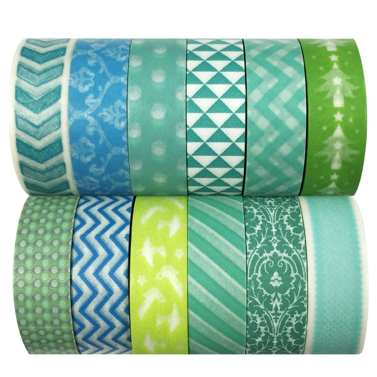Wrapables Washi Tapes Decorative Masking Tapes, Set of 12