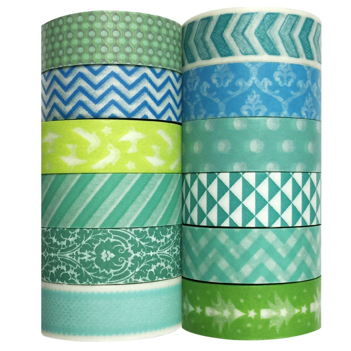 Wrapables Washi Tapes Decorative Masking Tapes, Set of 12
