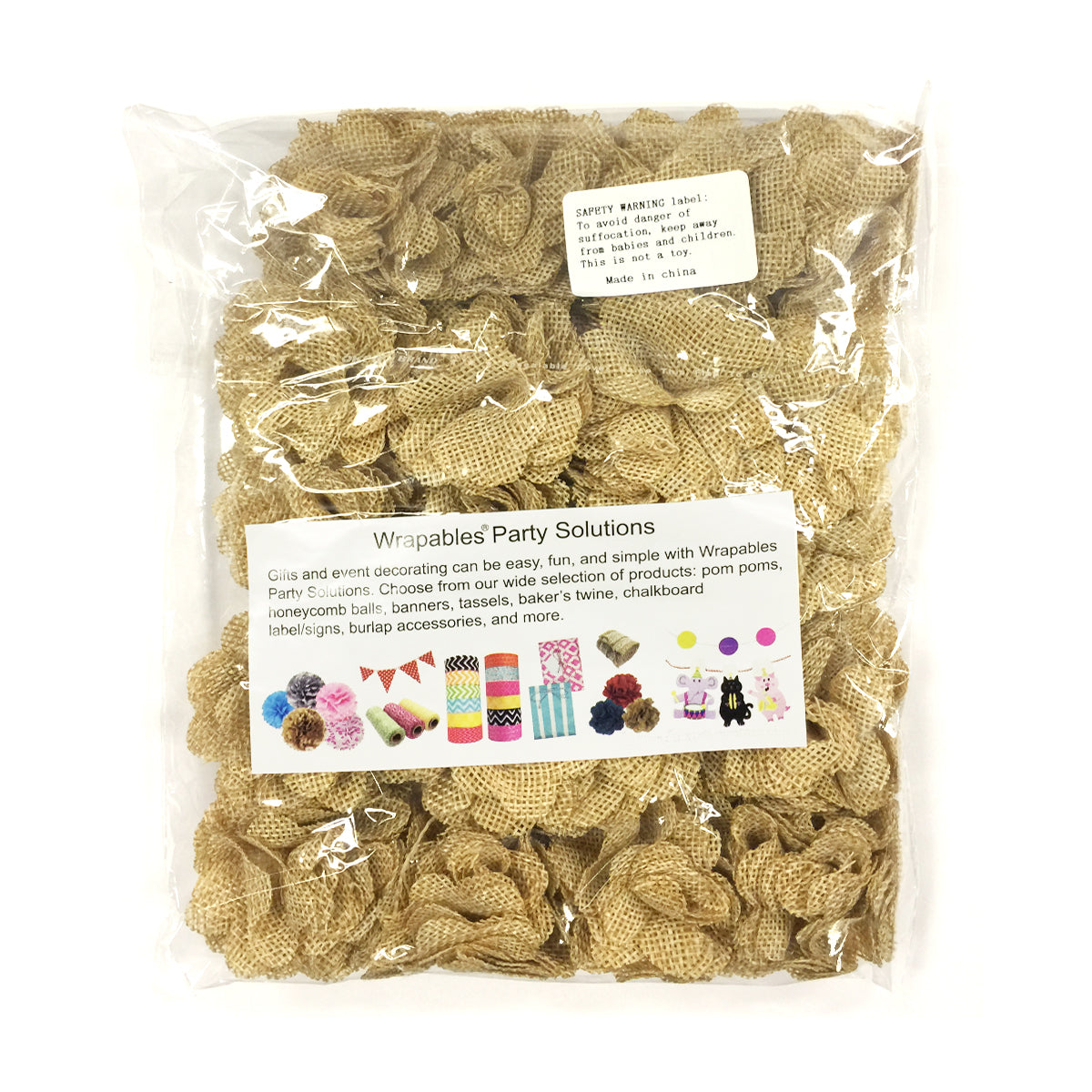 Wrapables Shabby Chic Burlap Rose Flower 2 Inch Diameter (Set of 20)