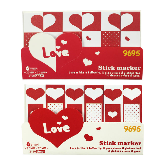 Wrapables Bookmark Flag Tab Sticky Notes (Set of 2), Sweetheart