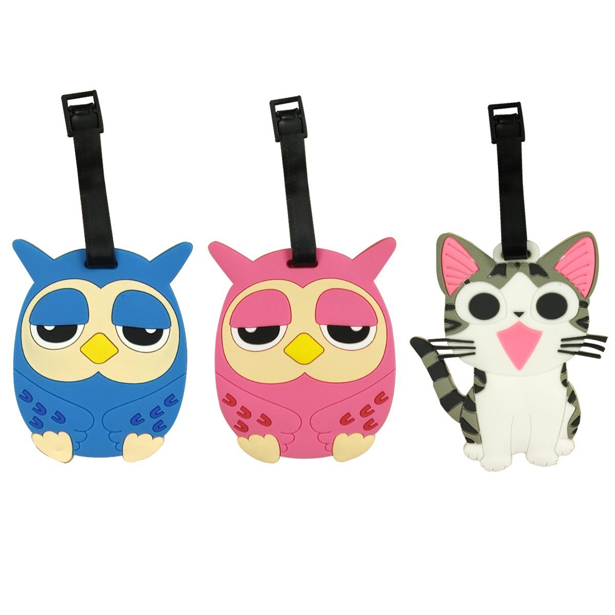 Wrapables Silicone Animal Luggage Tag with ID Card (Set of 3)