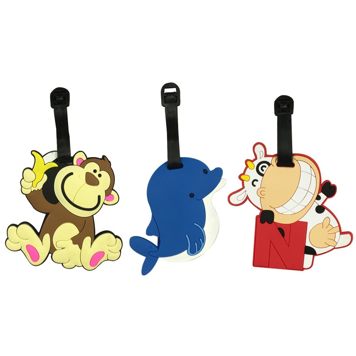 Wrapables Silicone Animal Luggage Tag with ID Card (Set of 3)