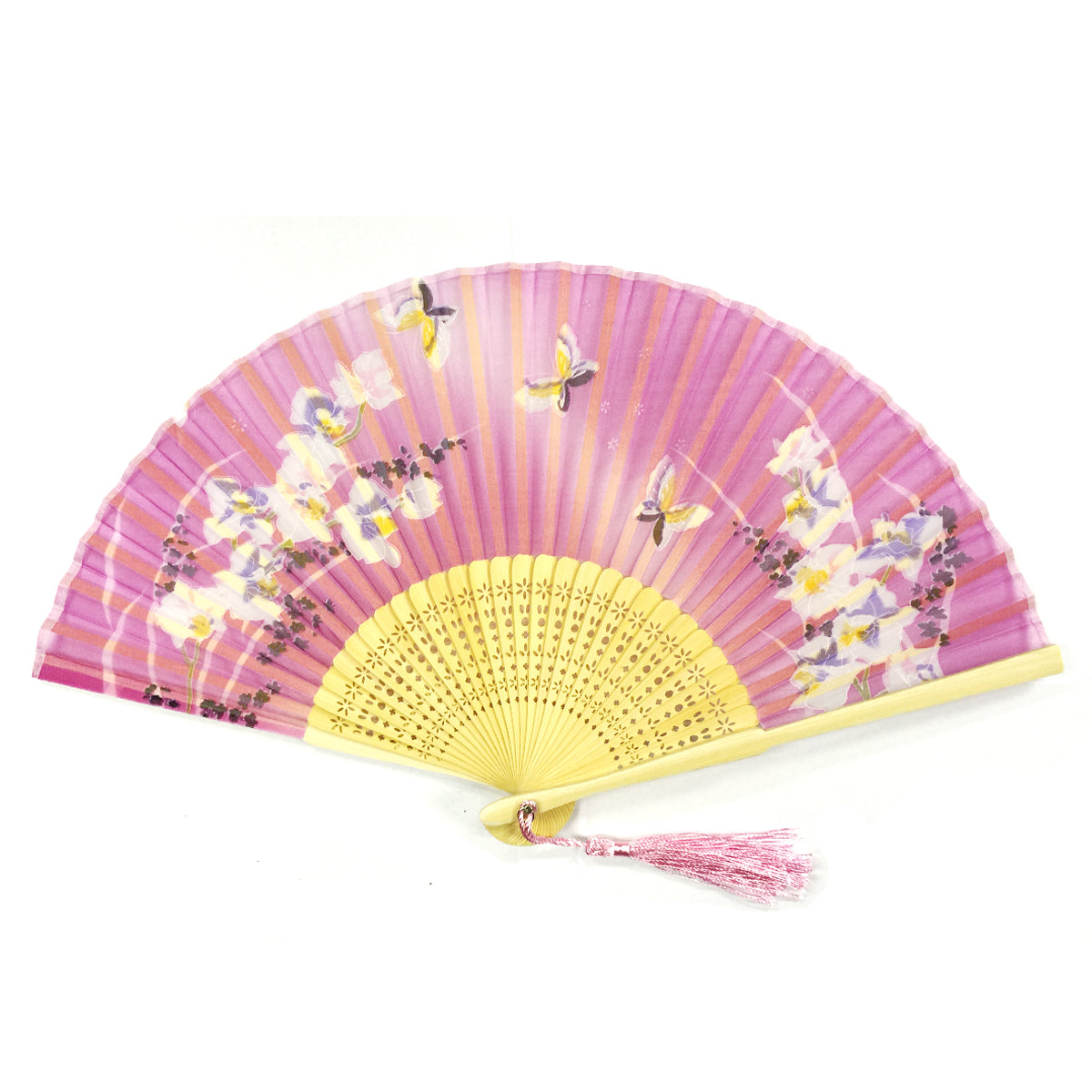 Wrapables Silk Handheld Folding Fan with Tassel and Protective Sleeve