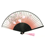 Wrapables Silk Handheld Folding Fan with Tassel and Protective Sleeve
