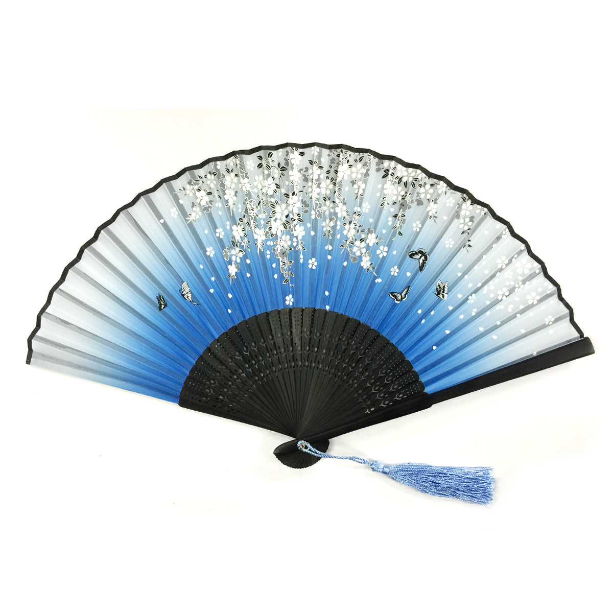 Wrapables Silk Handheld Folding Fan with Tassel and Protective Sleeve