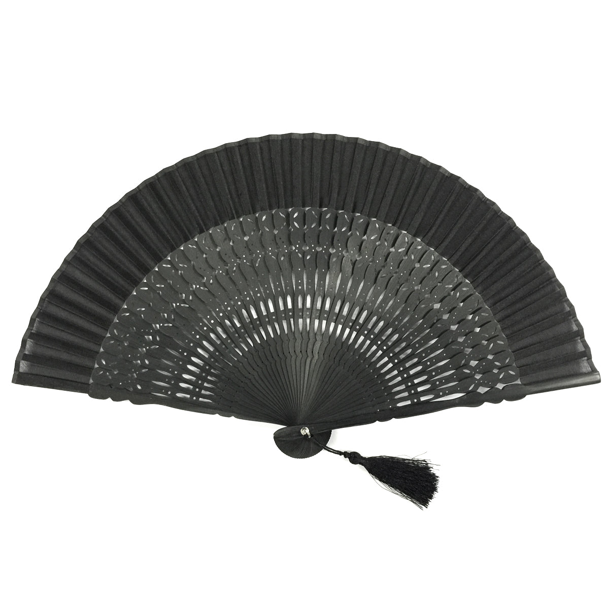 Wrapables Silk Handheld Folding Fan with Tassel and Protective Sleeve