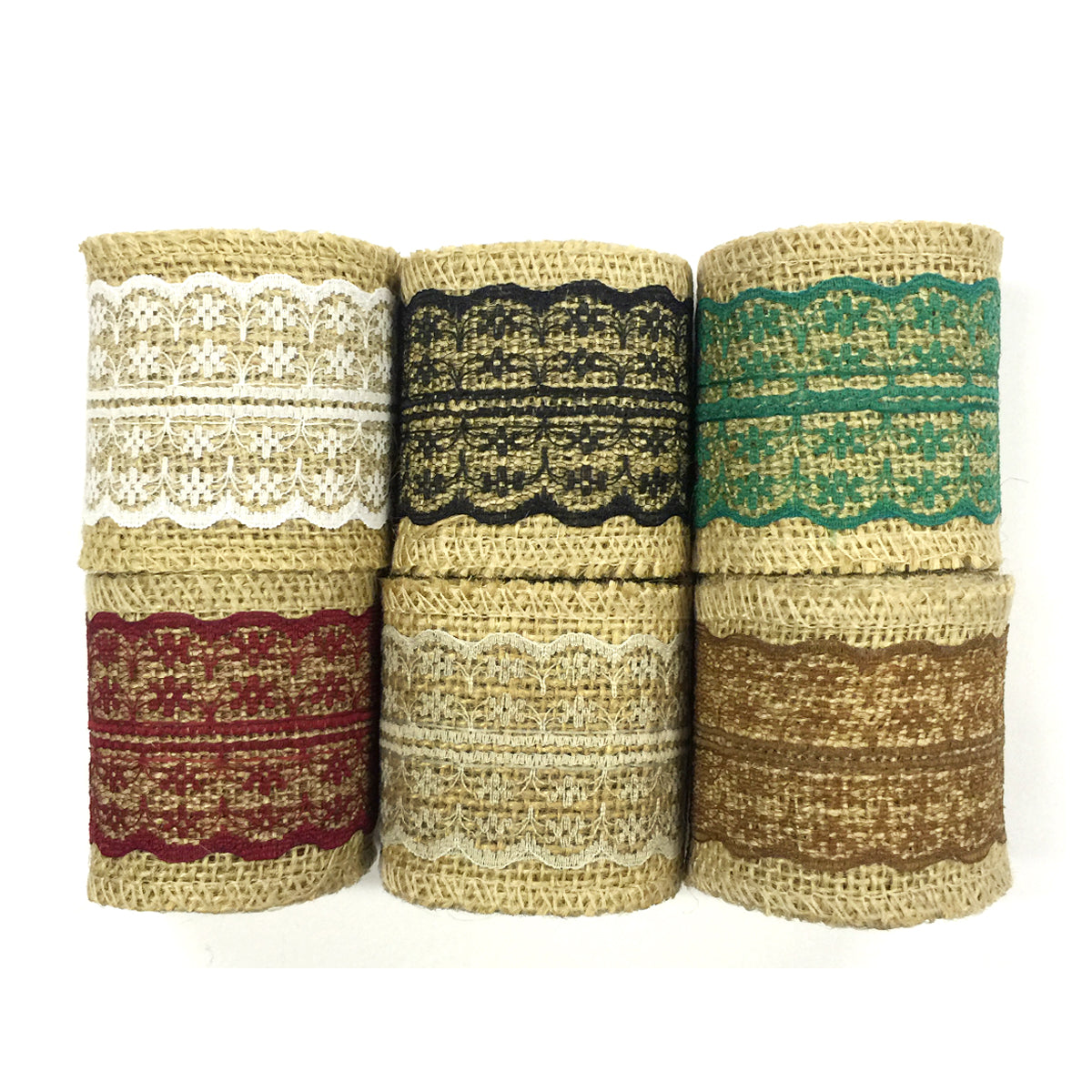 Wrapables Hessian Burlap with Lace Ribbon 2.5 Inch Width x 2 Yards Length