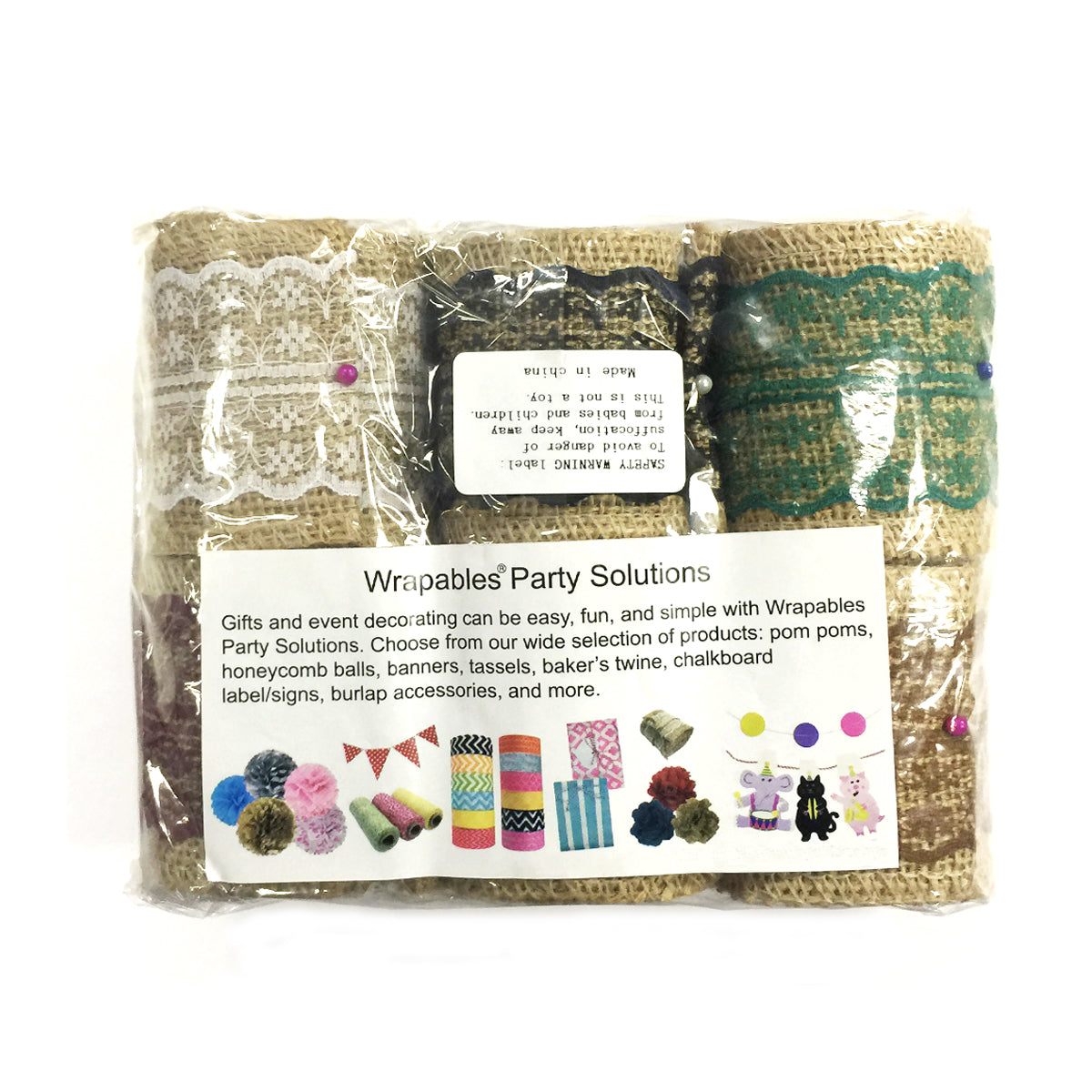 Wrapables Hessian Burlap with Lace Ribbon 2.5 Inch Width x 2 Yards Length