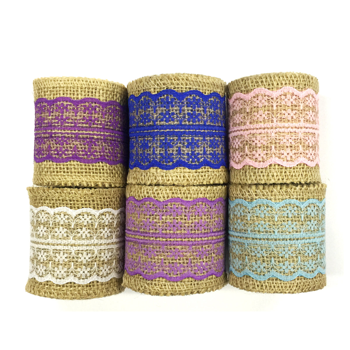 Wrapables Hessian Burlap with Lace Ribbon 2.5 Inch Width x 2 Yards Length