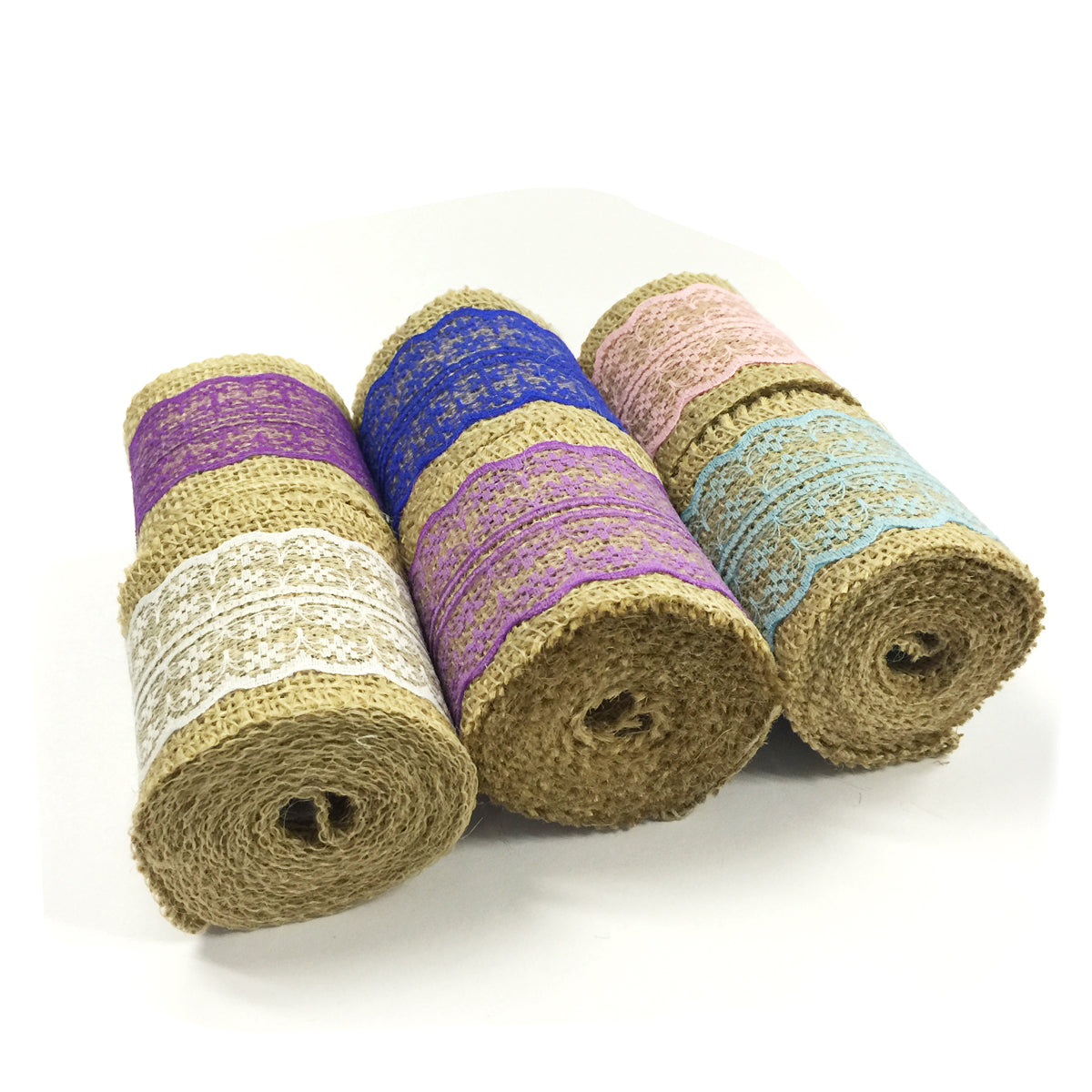 Wrapables Hessian Burlap with Lace Ribbon 2.5 Inch Width x 2 Yards Length