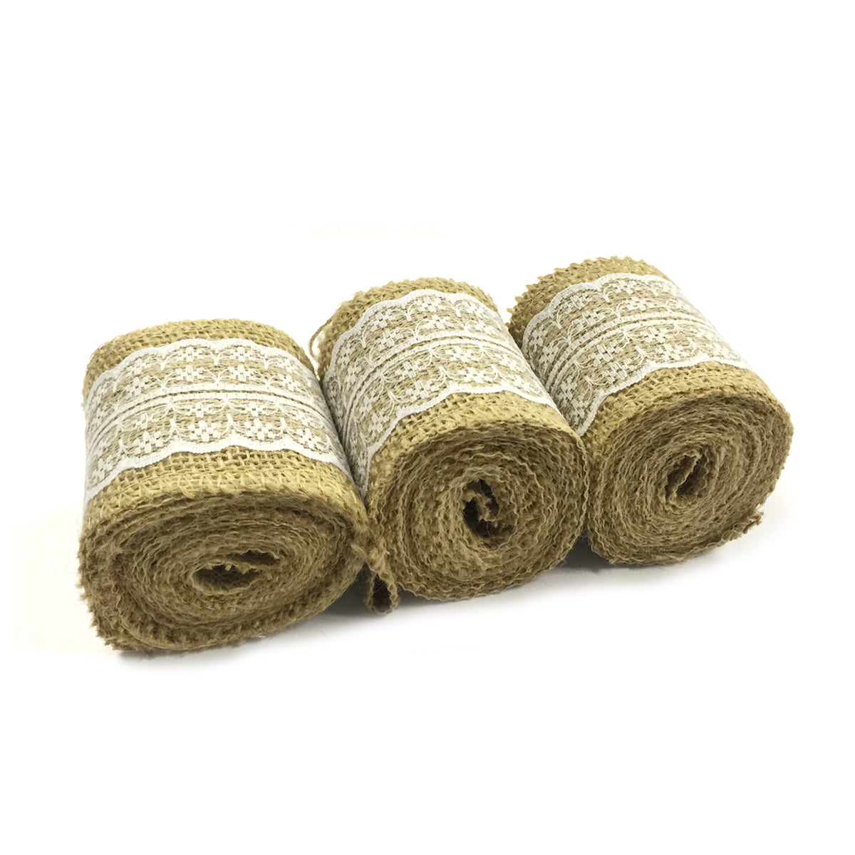 Wrapables Hessian Burlap with Lace Ribbon 2.5 Inch Width x 2 Yards Length