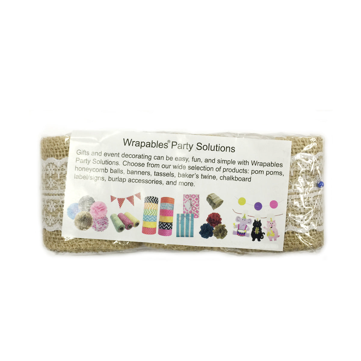 Wrapables Hessian Burlap with Lace Ribbon 2.5 Inch Width x 2 Yards Length