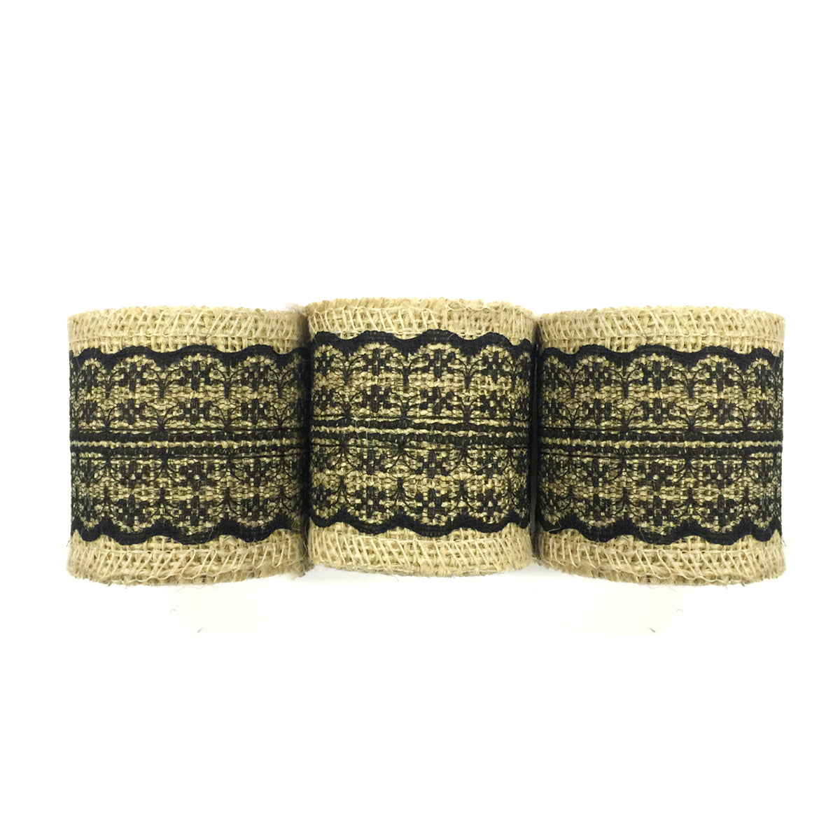 Wrapables Hessian Burlap with Lace Ribbon 2.5 Inch Width x 2 Yards Length