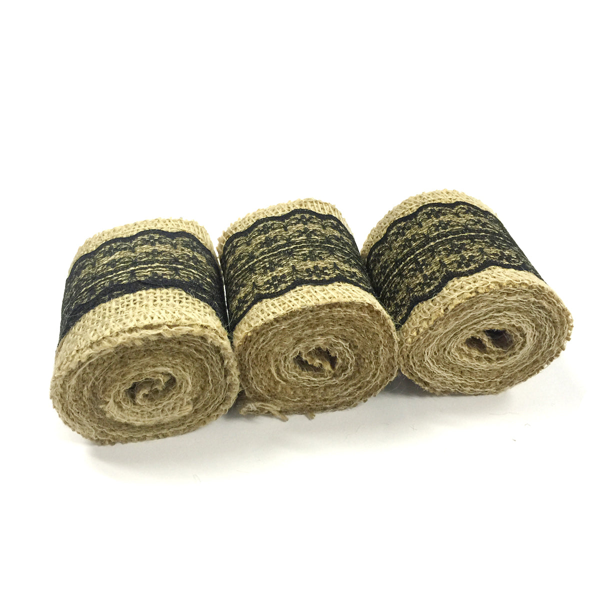 Wrapables Hessian Burlap with Lace Ribbon 2.5 Inch Width x 2 Yards Length