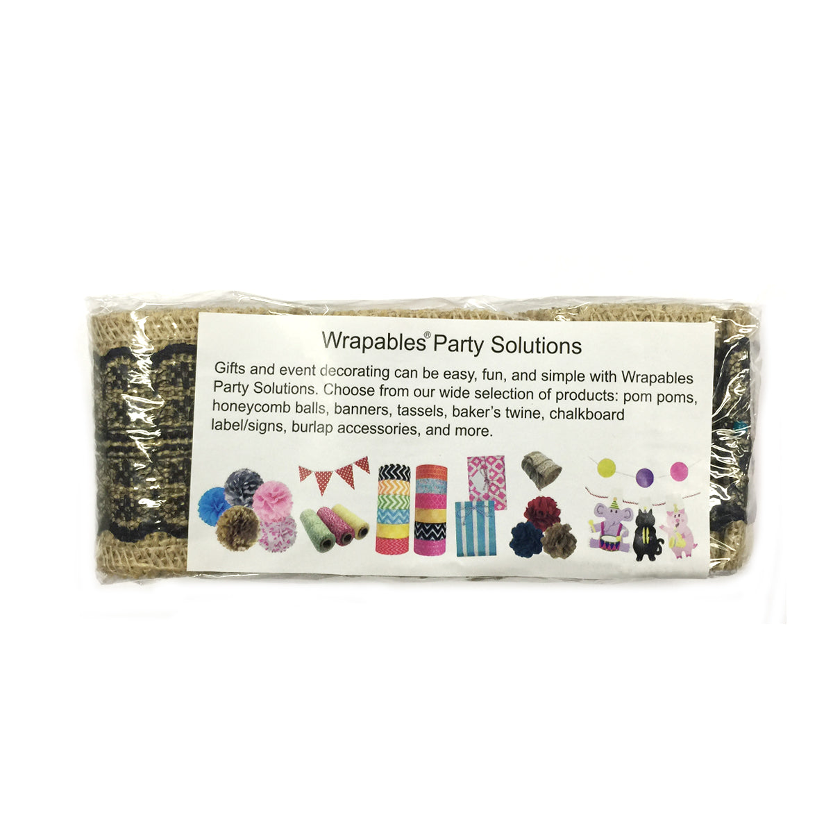 Wrapables Hessian Burlap with Lace Ribbon 2.5 Inch Width x 2 Yards Length