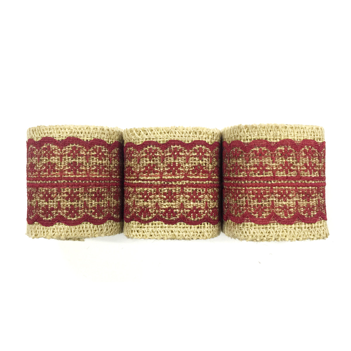 Wrapables Hessian Burlap with Lace Ribbon 2.5 Inch Width x 2 Yards Length