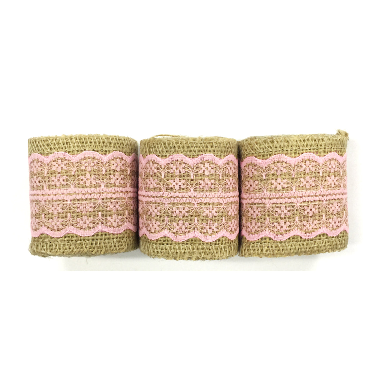 Wrapables Hessian Burlap with Lace Ribbon 2.5 Inch Width x 2 Yards Length